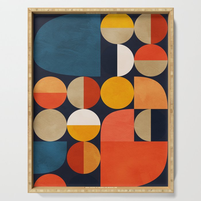 mid century geometric abstract Serving Tray Gallery Image 1