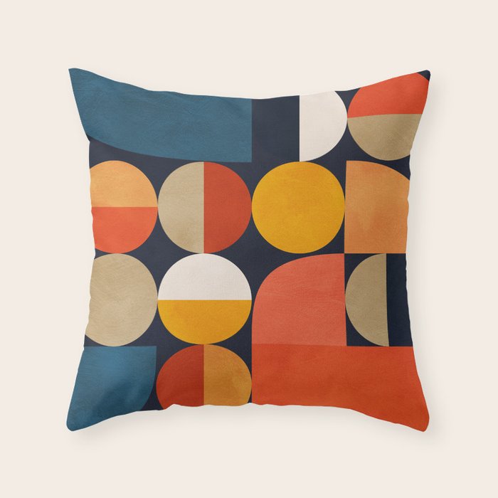 mid century geometric abstract Throw Pillow Gallery Image 1