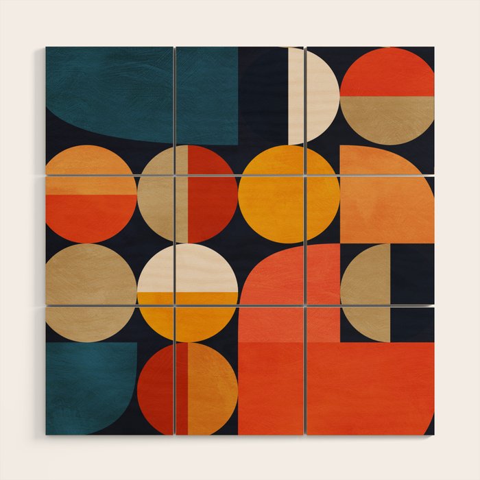 mid century geometric abstract Wood Wall Art Gallery Image 1