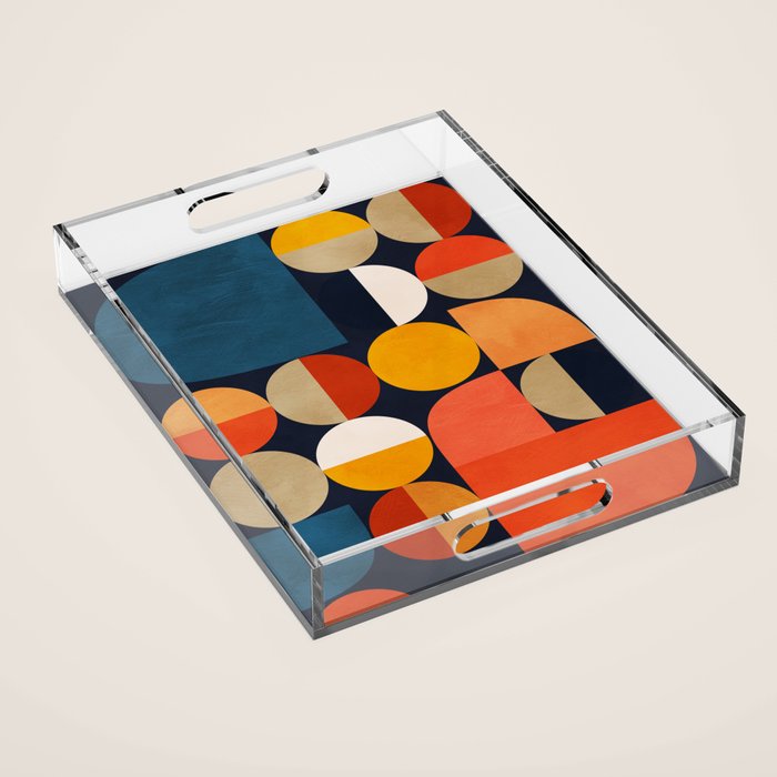 mid century geometric abstract Acrylic Tray Gallery Image 1