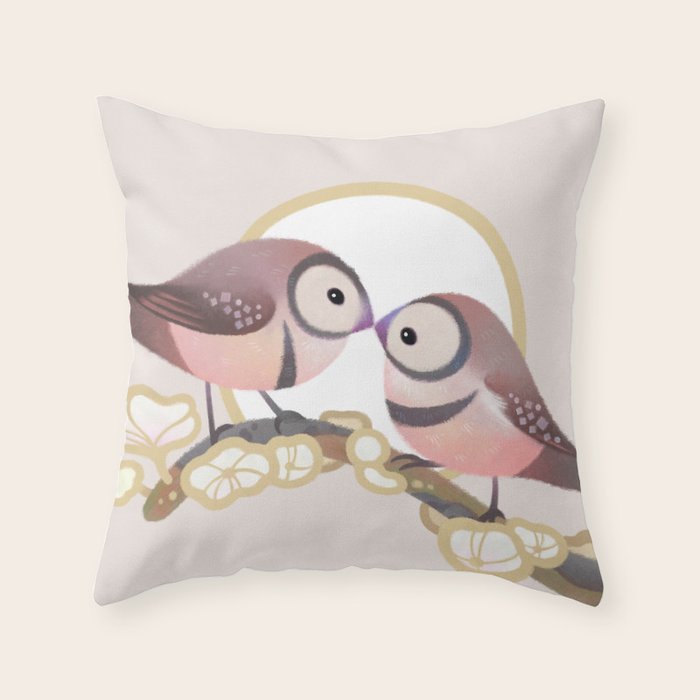 Owl finch Throw Pillow Gallery Image 6