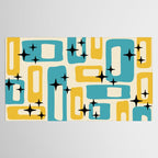 Retro Mid Century Modern Abstract Pattern 224 Blue and Yellow Tablecloth Gallery Image 2