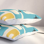 Retro Mid Century Modern Abstract Pattern 224 Blue and Yellow Pillow Sham Gallery Image 3