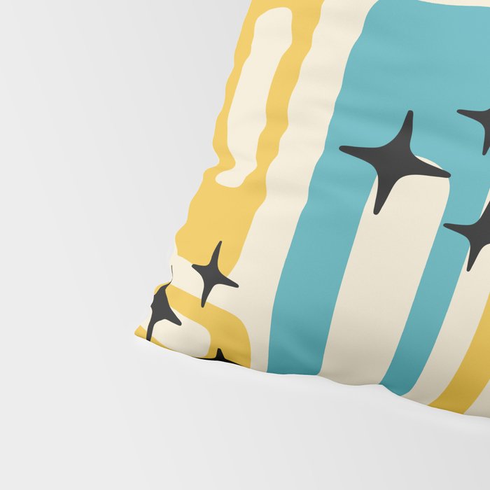Retro Mid Century Modern Abstract Pattern 224 Blue and Yellow Pillow Sham Gallery Image 4