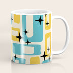 Retro Mid Century Modern Abstract Pattern 224 Blue and Yellow Coffee Mug Gallery Image 1