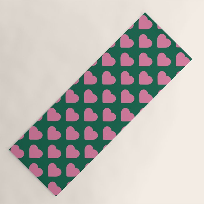 Bubblegum and Forest Just Hearts Yoga Mat Gallery Image 1