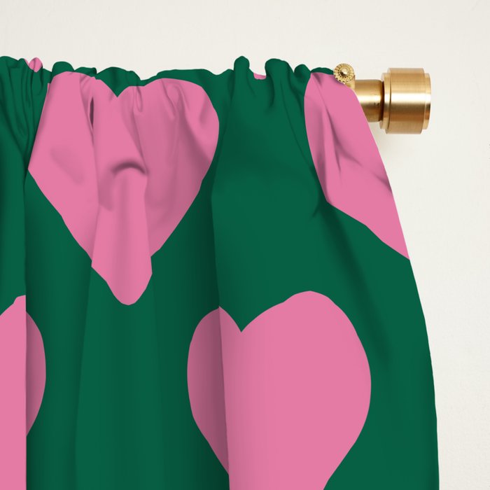 Bubblegum and Forest Just Hearts Window Curtain Gallery Image 2