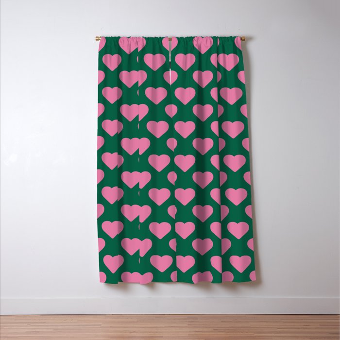 Bubblegum and Forest Just Hearts Window Curtain Gallery Image 3