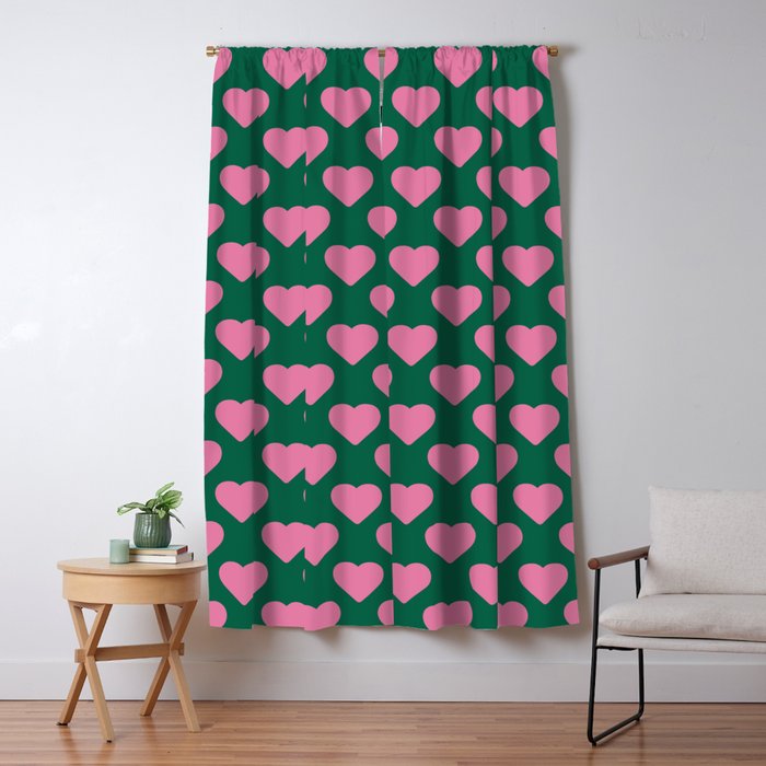 Bubblegum and Forest Just Hearts Window Curtain Gallery Image 5