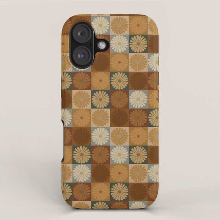 Retro Flowers Check Pattern IV iPhone Case Gallery Image 1