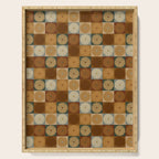 Retro Flowers Check Pattern IV Serving Tray Gallery Image 1