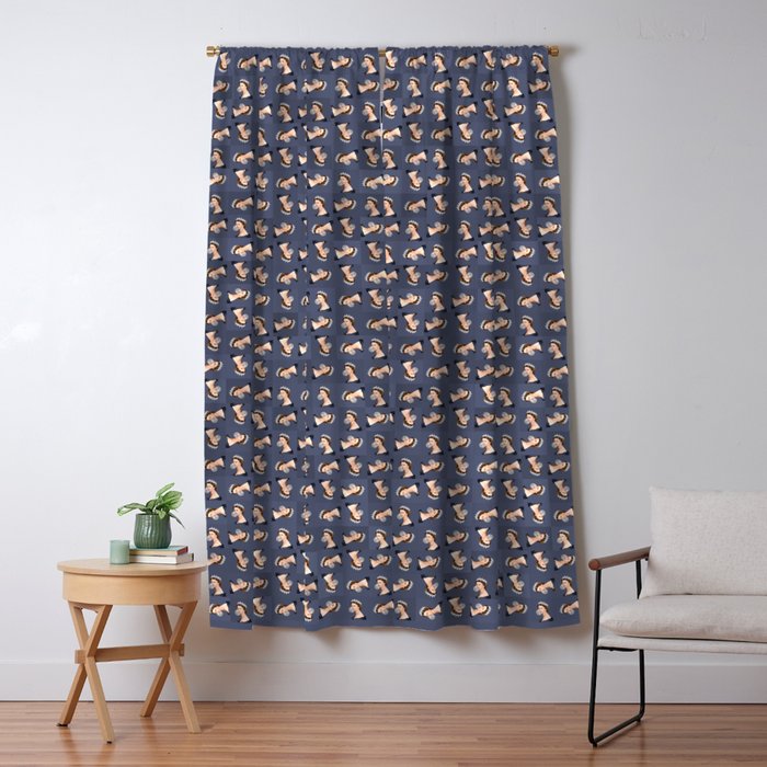 Queen Elizabeth in blue satin blowing a bubble gum Window Curtain Gallery Image 5