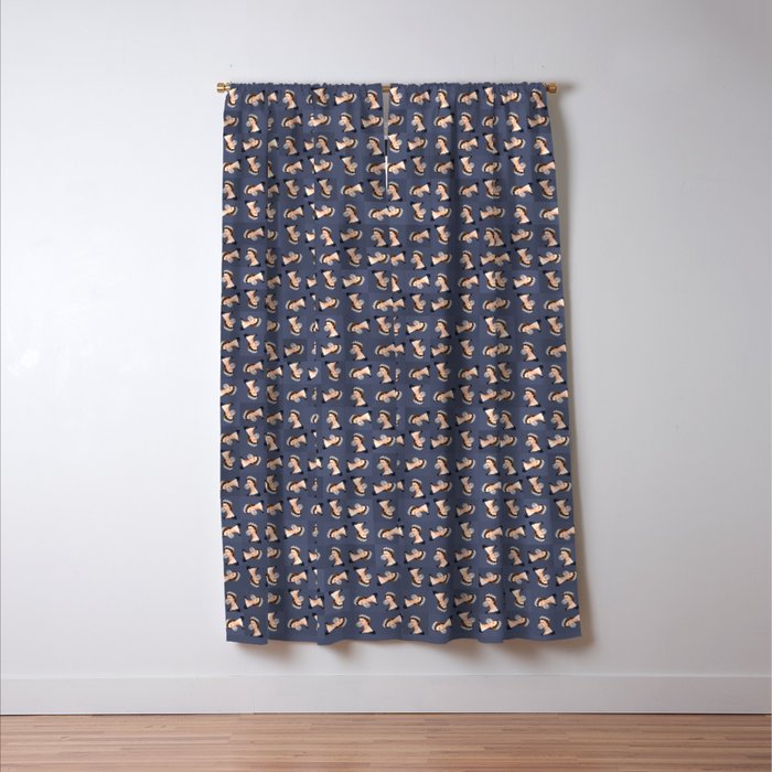 Queen Elizabeth in blue satin blowing a bubble gum Window Curtain Gallery Image 3