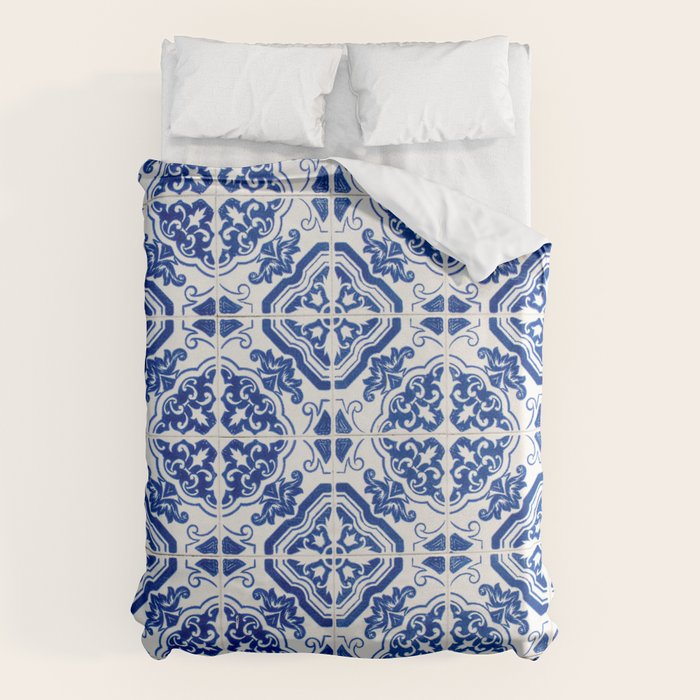 Mediterranean Tile Pattern Portuguese Azulejos Art Duvet Cover Gallery Image 6