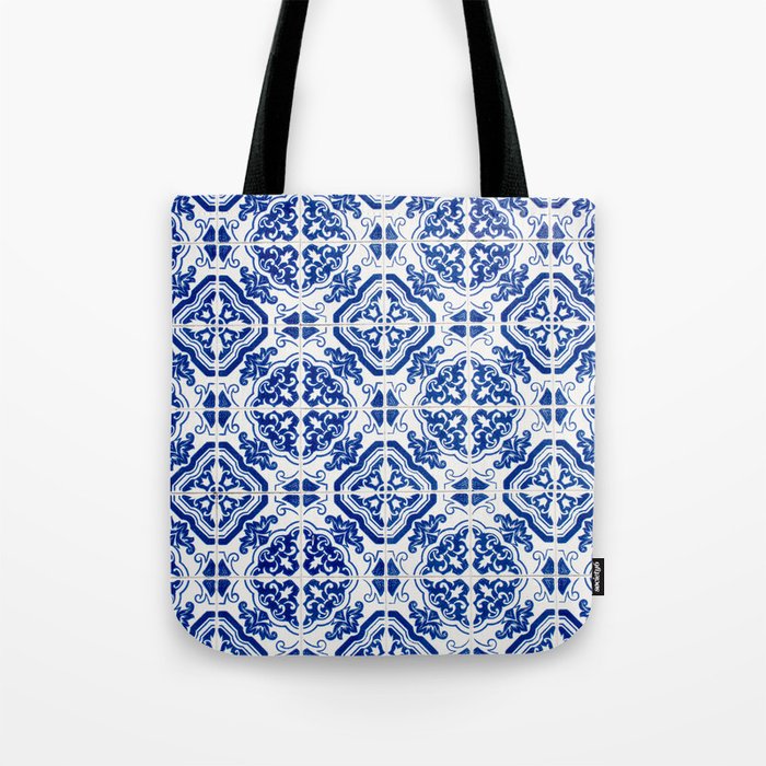Mediterranean Tile Pattern Portuguese Azulejos Art Tote Bag Gallery Image 1