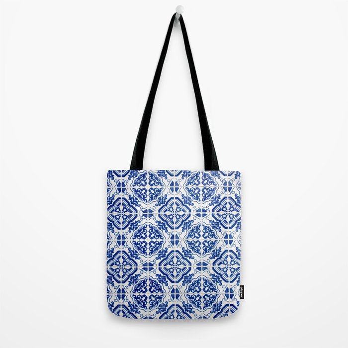 Mediterranean Tile Pattern Portuguese Azulejos Art Tote Bag Gallery Image 2