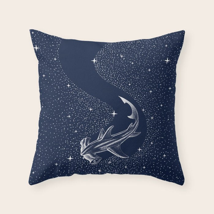 Starry Hammerhead Throw Pillow Gallery Image 1