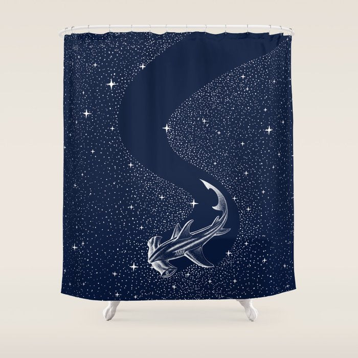 Starry Hammerhead Shower Curtain Gallery Image 1