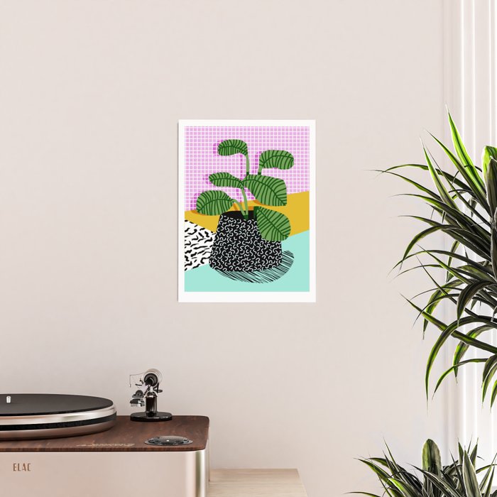 Decent - memphis retro neon throwback illustration pop art houseplant socal urban kids trendy art Poster Gallery Image 2