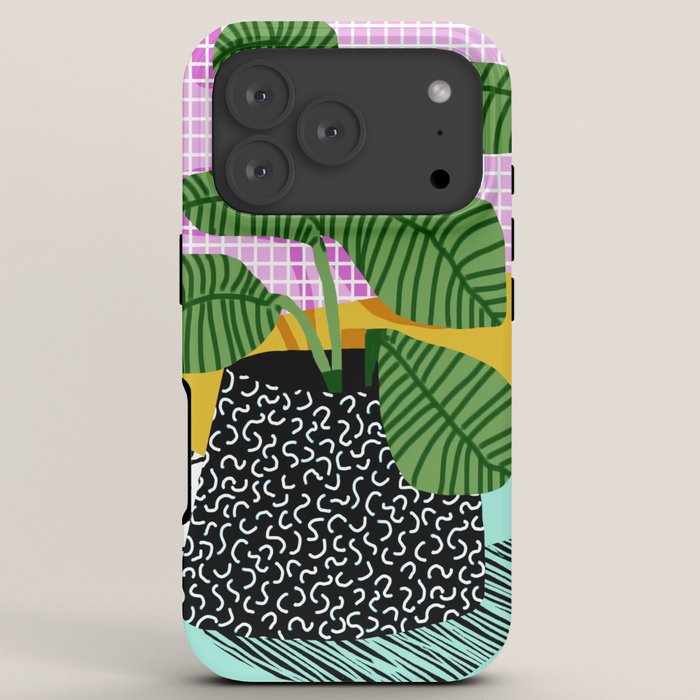 Decent - memphis retro neon throwback illustration pop art houseplant socal urban kids trendy art iPhone Case Gallery Image 7