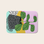Decent - memphis retro neon throwback illustration pop art houseplant socal urban kids trendy art Bath Mat Gallery Image 1