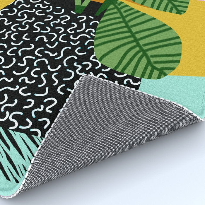 Decent - memphis retro neon throwback illustration pop art houseplant socal urban kids trendy art Rug Gallery Image 4