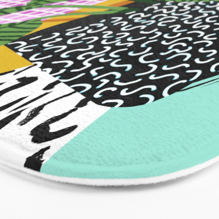 Decent - memphis retro neon throwback illustration pop art houseplant socal urban kids trendy art Bath Mat Gallery Image 3