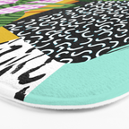 Decent - memphis retro neon throwback illustration pop art houseplant socal urban kids trendy art Bath Mat Gallery Image 3