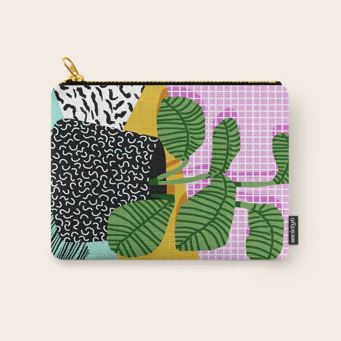Decent - memphis retro neon throwback illustration pop art houseplant socal urban kids trendy art Carry All Pouch Gallery Image 1