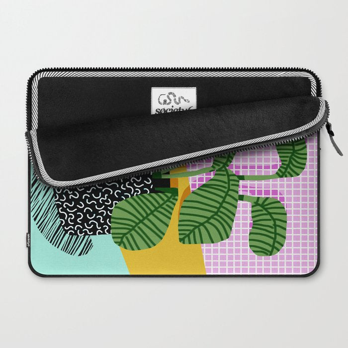 Decent - memphis retro neon throwback illustration pop art houseplant socal urban kids trendy art Laptop Sleeve Gallery Image 2