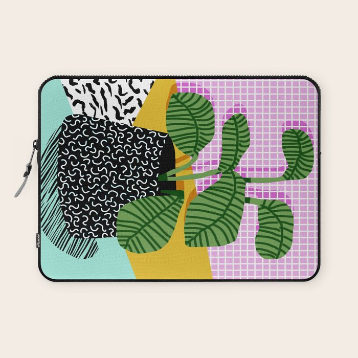 Decent - memphis retro neon throwback illustration pop art houseplant socal urban kids trendy art Laptop Sleeve Gallery Image 1