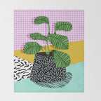 Decent - memphis retro neon throwback illustration pop art houseplant socal urban kids trendy art Throw Blanket Gallery Image 2