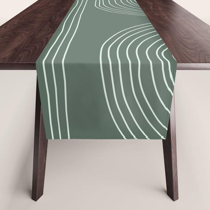 Hand drawn Geometric Lines in Forest Green 3 Table Runner Gallery Image 1