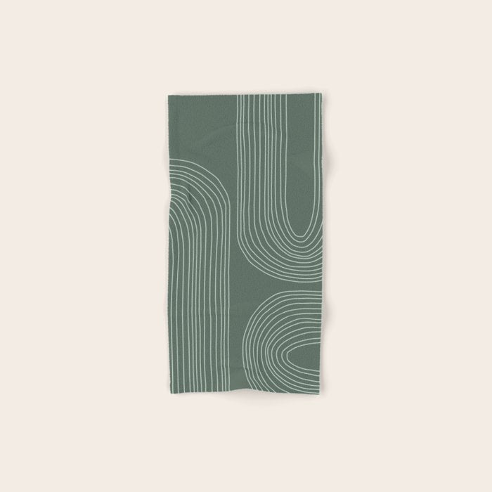 Hand drawn Geometric Lines in Forest Green 3 Bath Towel Gallery Image 1