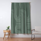 Hand drawn Geometric Lines in Forest Green 3 Window Curtain Gallery Image 5