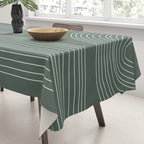 Hand drawn Geometric Lines in Forest Green 3 Tablecloth Gallery Image 3