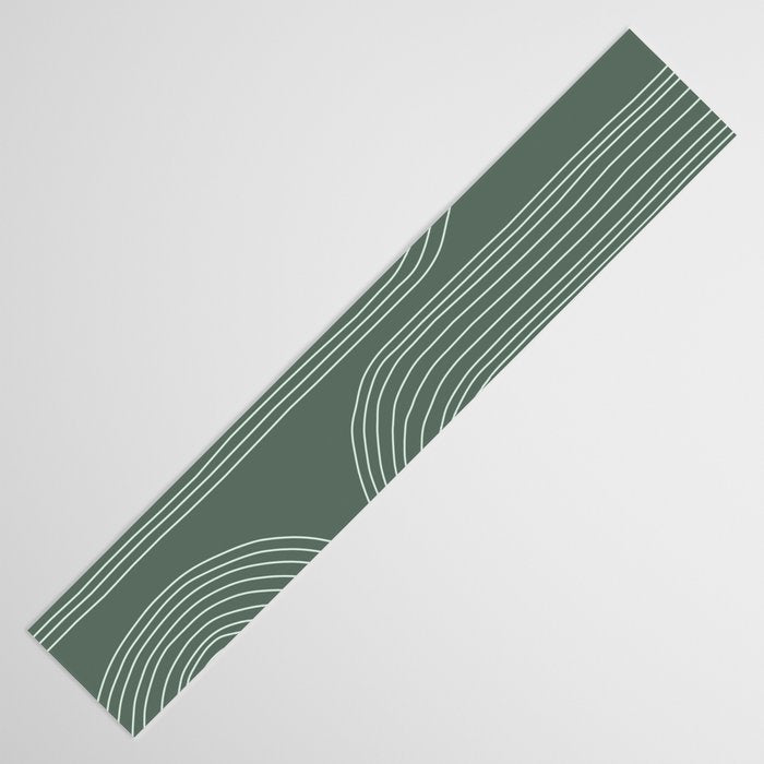 Hand drawn Geometric Lines in Forest Green 3 Table Runner Gallery Image 3