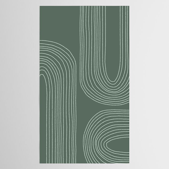 Hand drawn Geometric Lines in Forest Green 3 Tablecloth Gallery Image 2