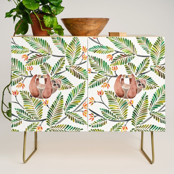 Happy Sloth - Tropical Green Rainforest Credenza Gallery Image 1