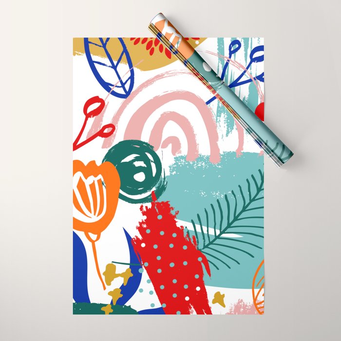Summer Floral Prints, Abstract, Colourful Prints. Wrapping Paper Gallery Image 1