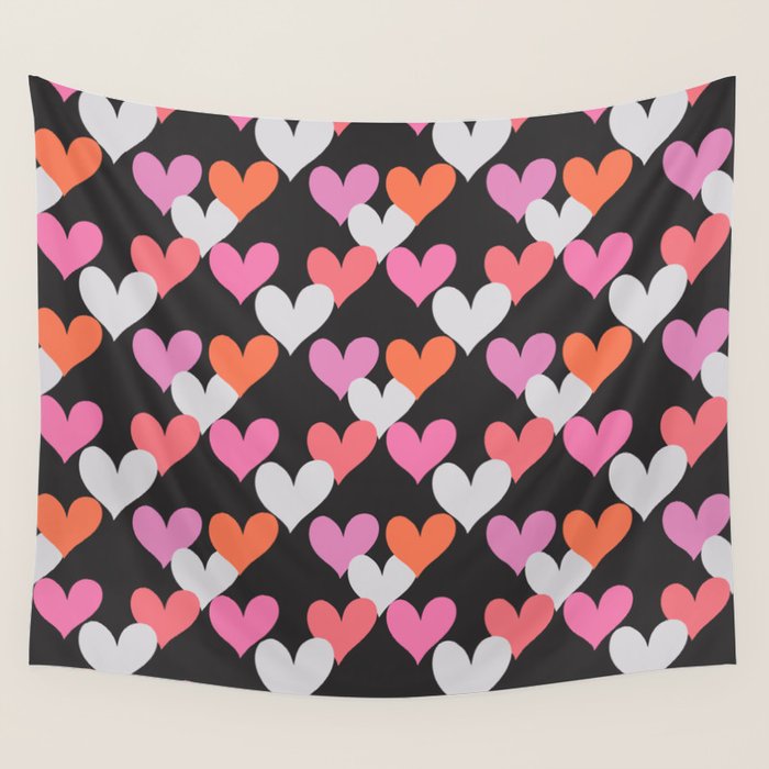 Playin' Hearts Pattern Wall Tapestry Gallery Image 4
