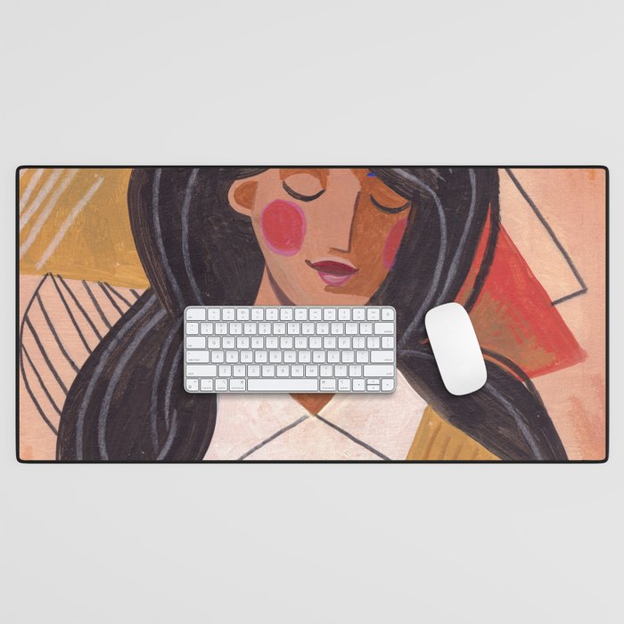 Woman in Thoughts Desk Mat Gallery Image 1