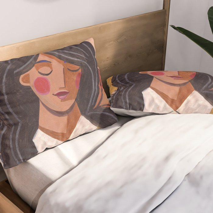 Woman in Thoughts Pillow Sham Gallery Image 2