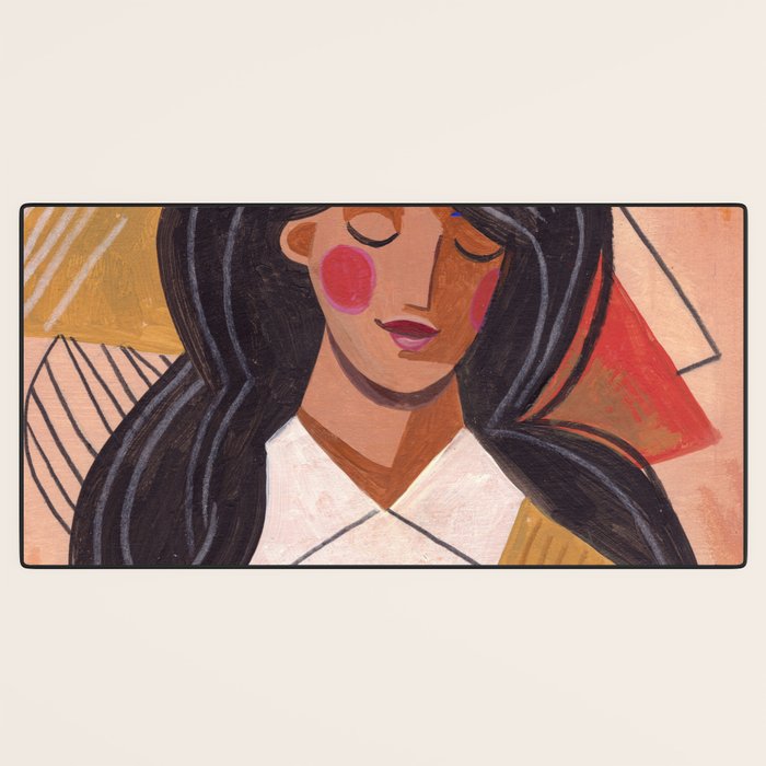 Woman in Thoughts Desk Mat Gallery Image 3