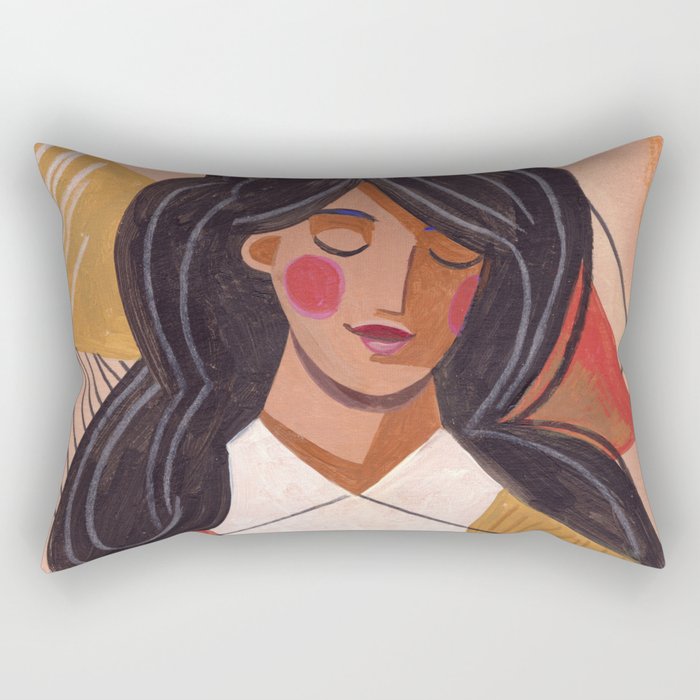 Woman in Thoughts Rectangular Pillow Gallery Image 2