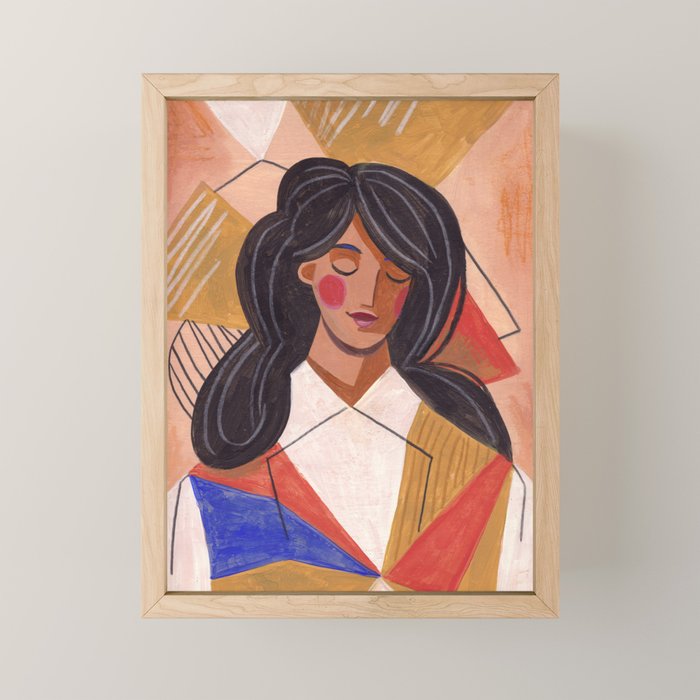 Woman in Thoughts Mini Art Print Gallery Image 1