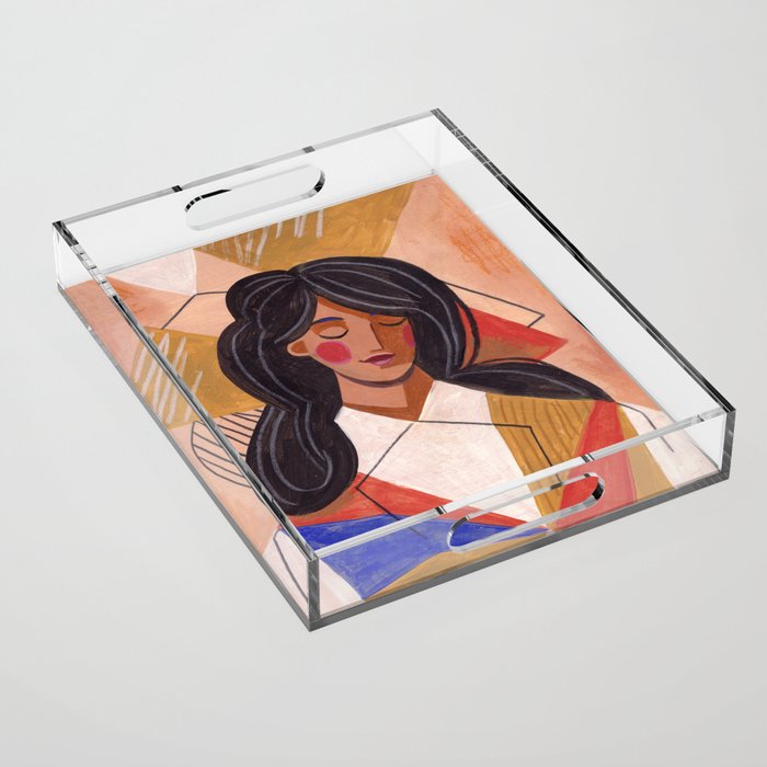 Woman in Thoughts Acrylic Tray Gallery Image 1