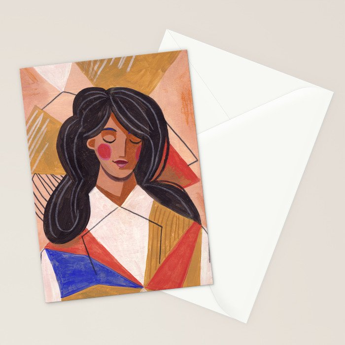 Woman in Thoughts Stationery Card Gallery Image 2
