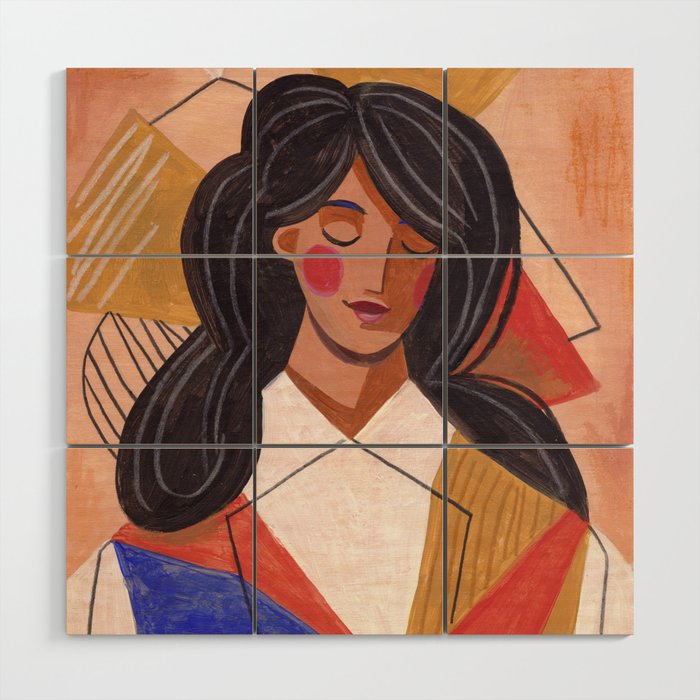 Woman in Thoughts Wood Wall Art Gallery Image 1