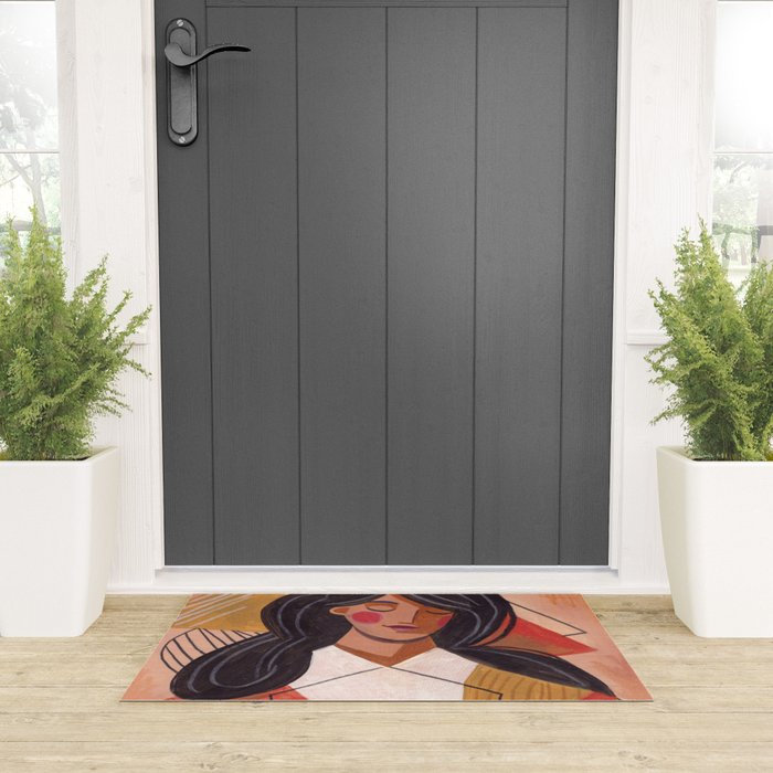 Woman in Thoughts Welcome Mat Gallery Image 3